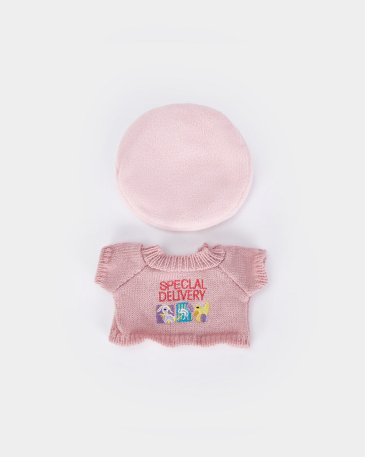 Milk Tea Short Hair Bear & Pink Sweater Set - 12 Inches