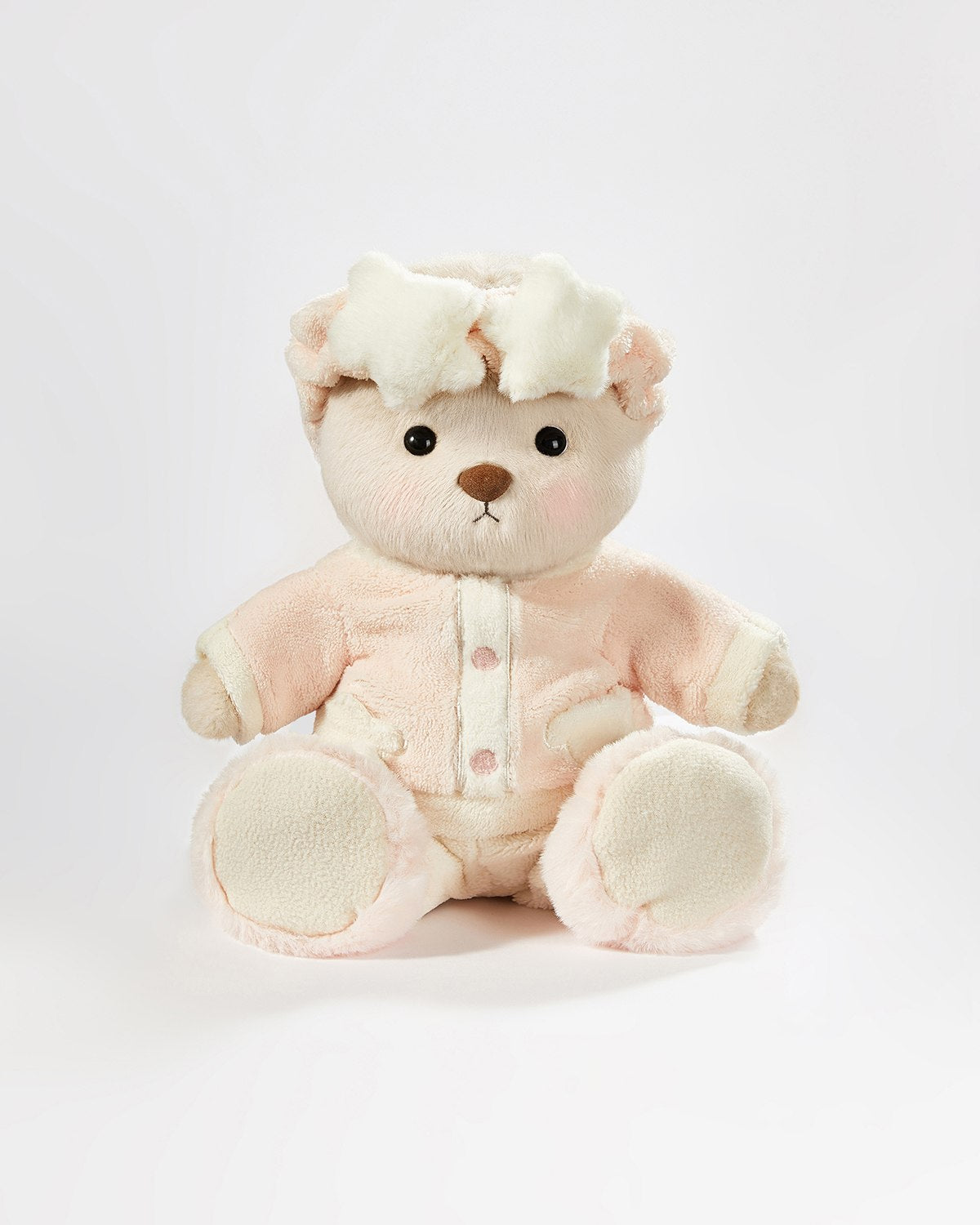 Milk Tea Short Hair Bear & Pink Winter Pajama - 12 Inches