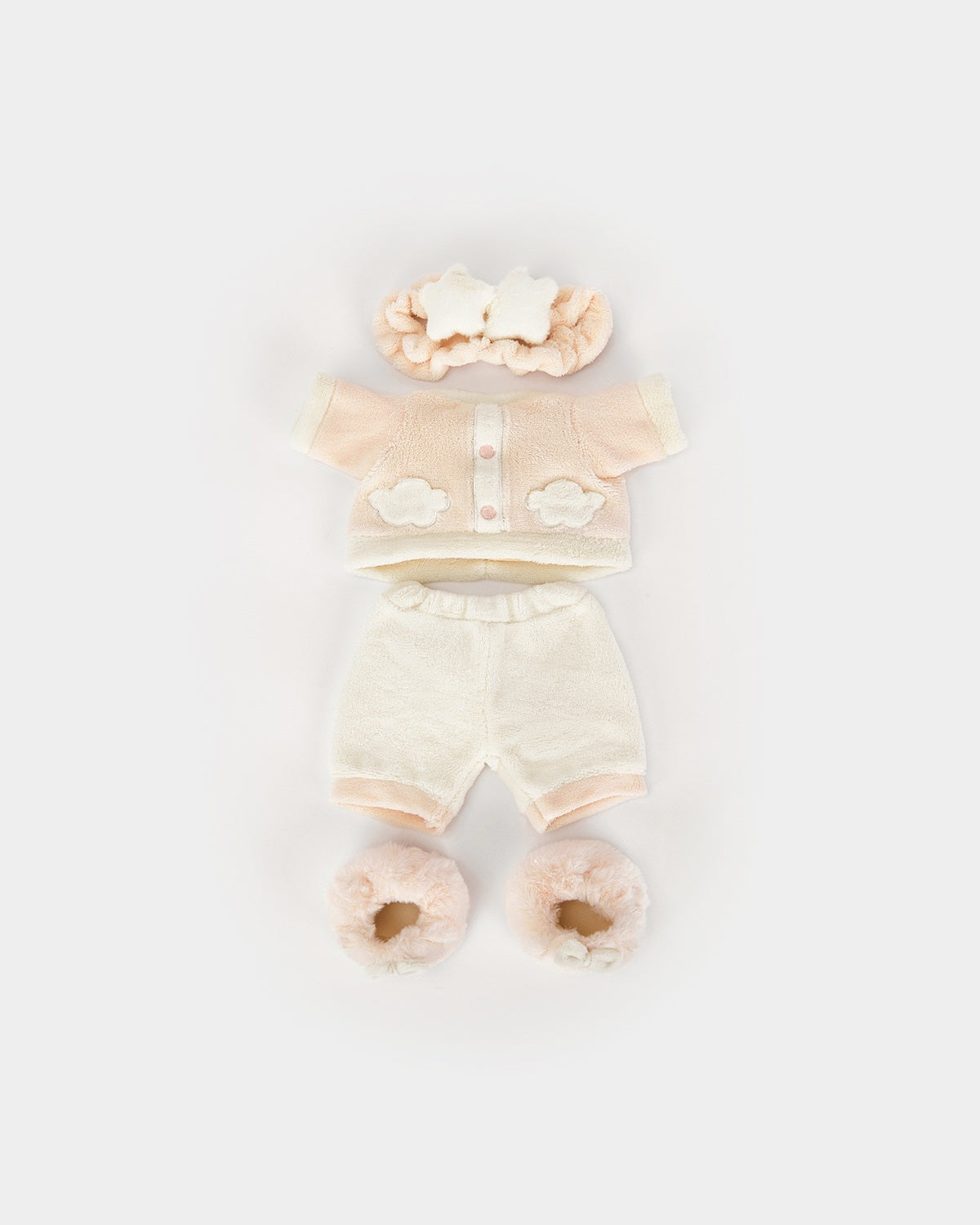 Milk Tea Short Hair Bear & Pink Winter Pajama - 12 Inches