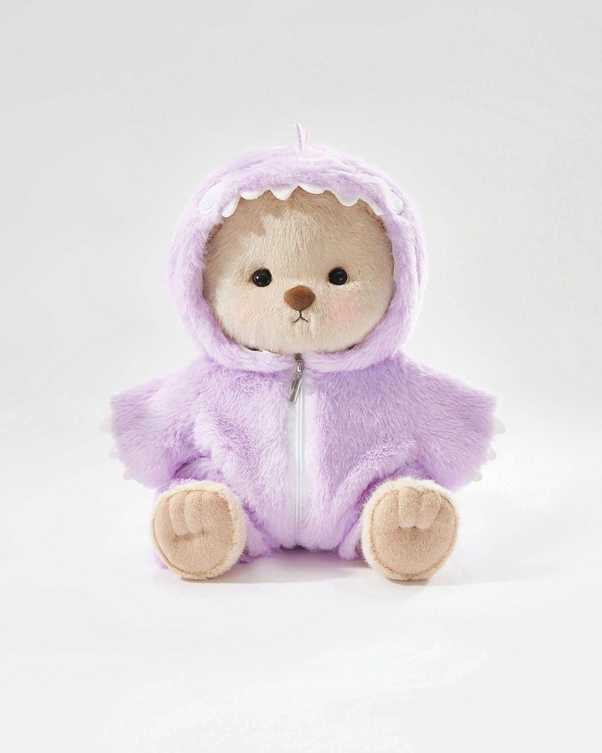 Milk Tea Short Hair Bear & Purple Dinosaur Jumpsuit - 12 Inches