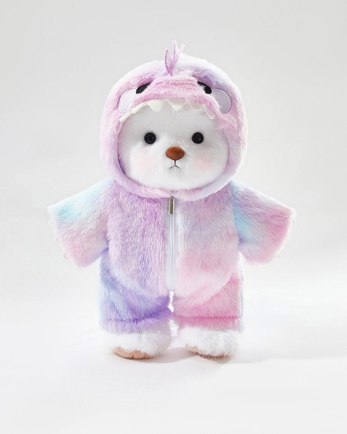 Teddy Bear & Rainbow Purple Dinosaur Jumpsuit - 12 Inches