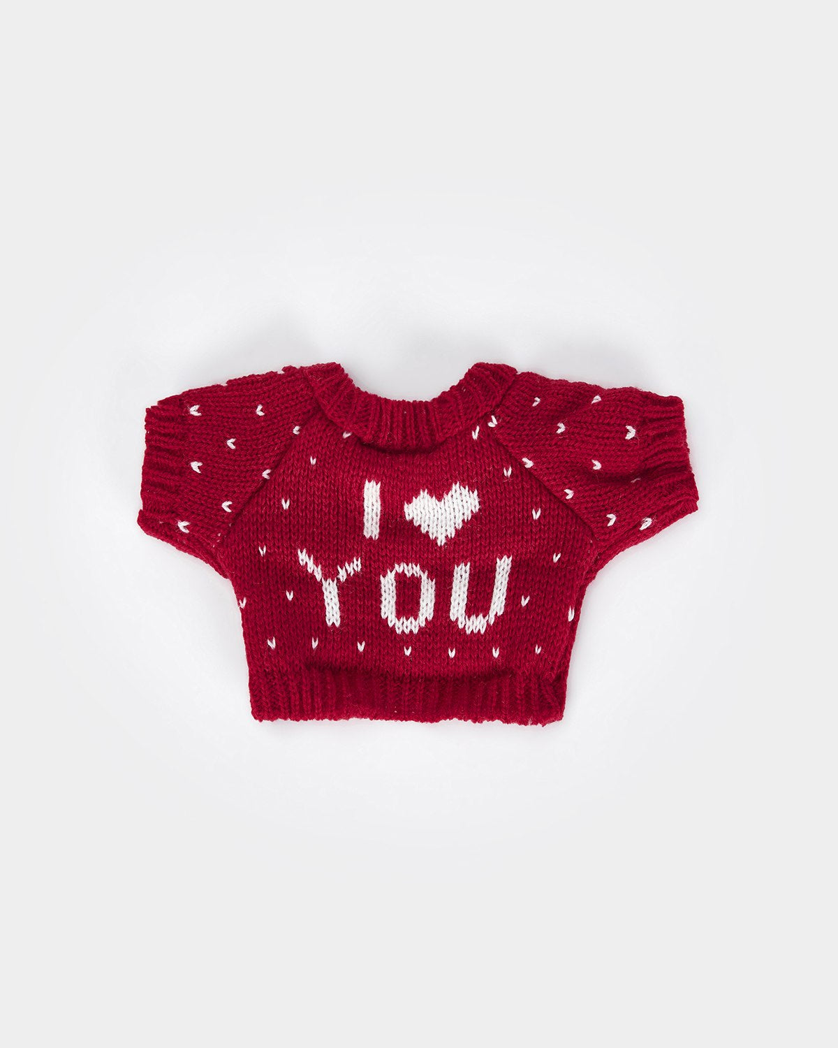 Milk Tea Short Hair Bear & Red Love Sweater - 12 Inches