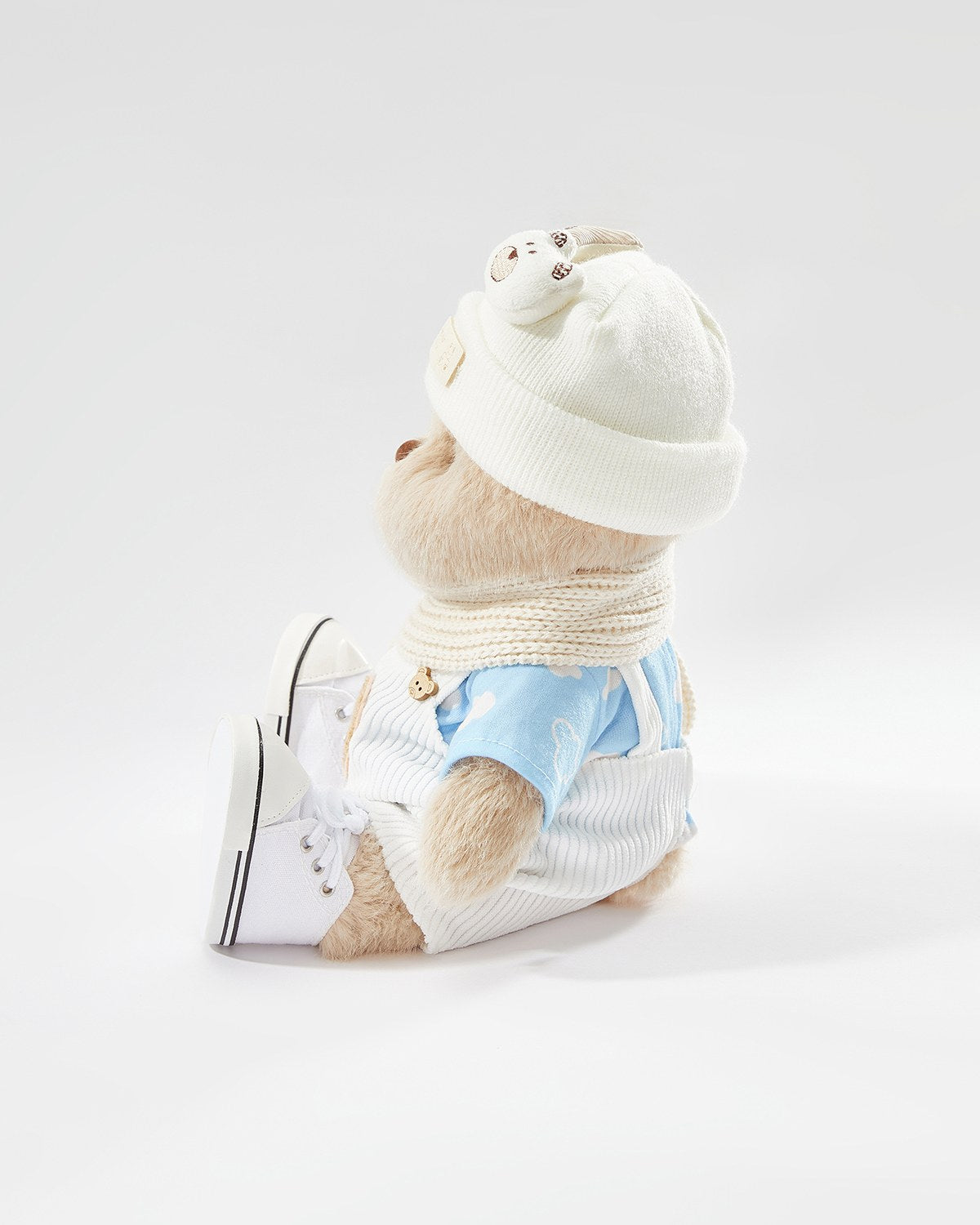 KOMBO TEDDY WORKS ストレートバーベル　ホワイト Jointed Patchwork Teddy Bear - Light Gray Mini Floral, Gray