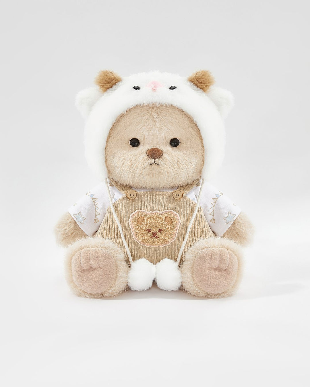Teddy Bear & White Sheep Overalls Set of 3 - 12 Inches