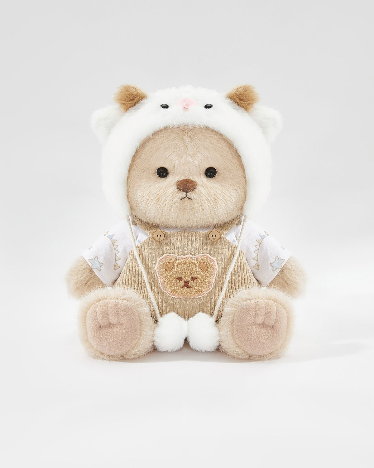 Teddy Bear & White Sheep Overalls Set - 12 Inches