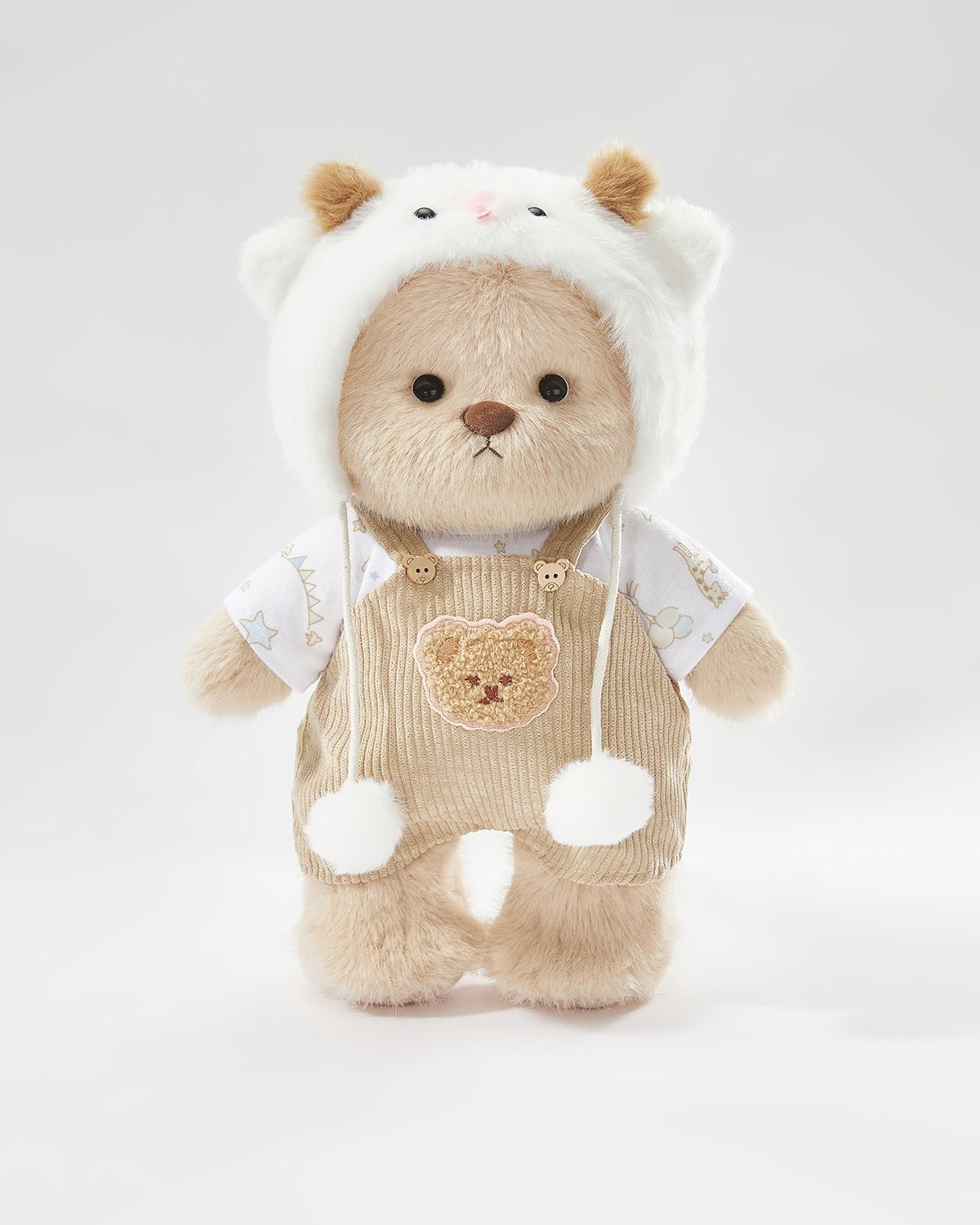 Teddy Bear & White Sheep Overalls Set - 12 Inches