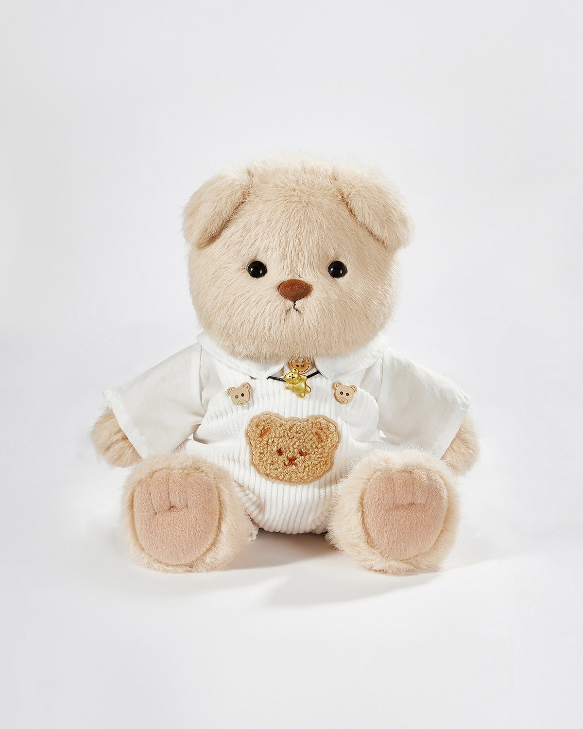 Teddy Bear & White Shirt Overalls Set - 12 Inches
