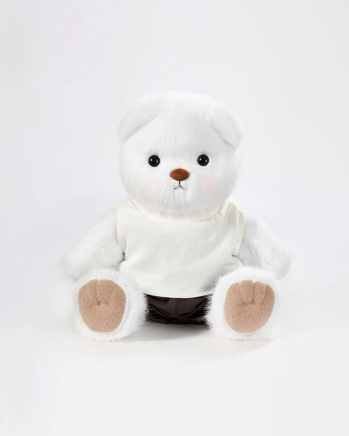 White Long Hair Bear & Casual White Vest Set - 12 Inches