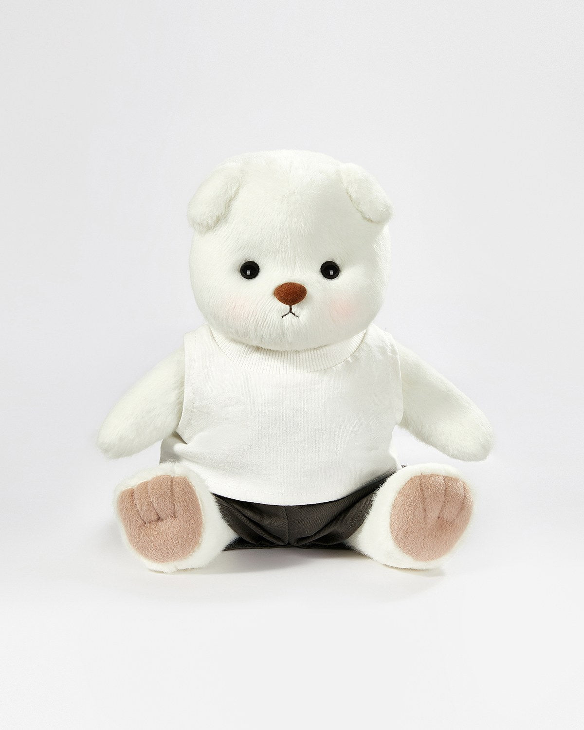 White Short Hair Bear & Casual White Vest Set - 12 Inches