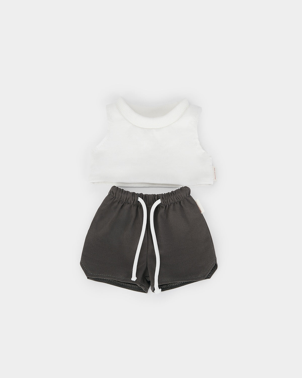 Milk Tea Short Hair Bear & Casual White Vest Set - 12 Inches