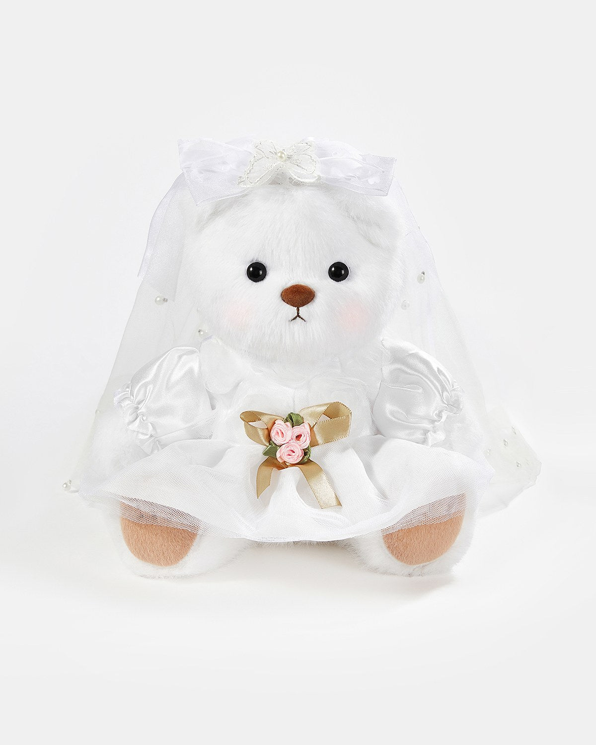Teddy Bear & White Wedding Dress - 12 Inches