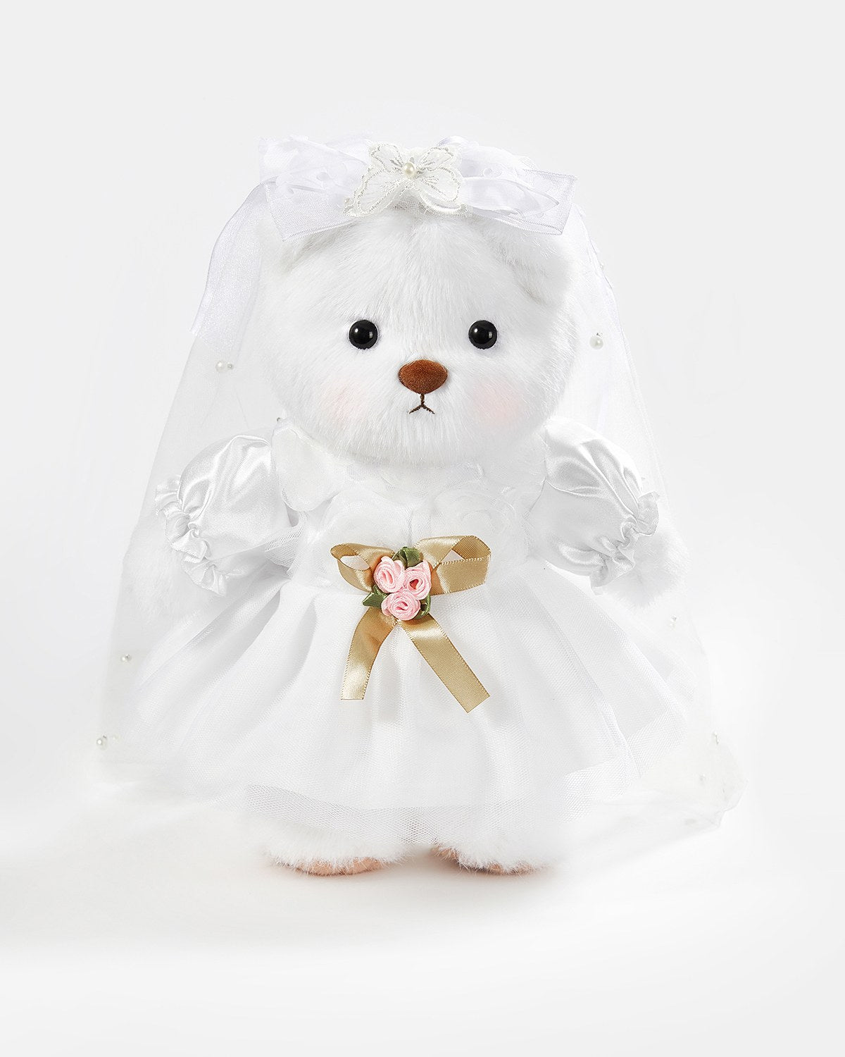 Teddy Bear & White Wedding Dress - 12 Inches