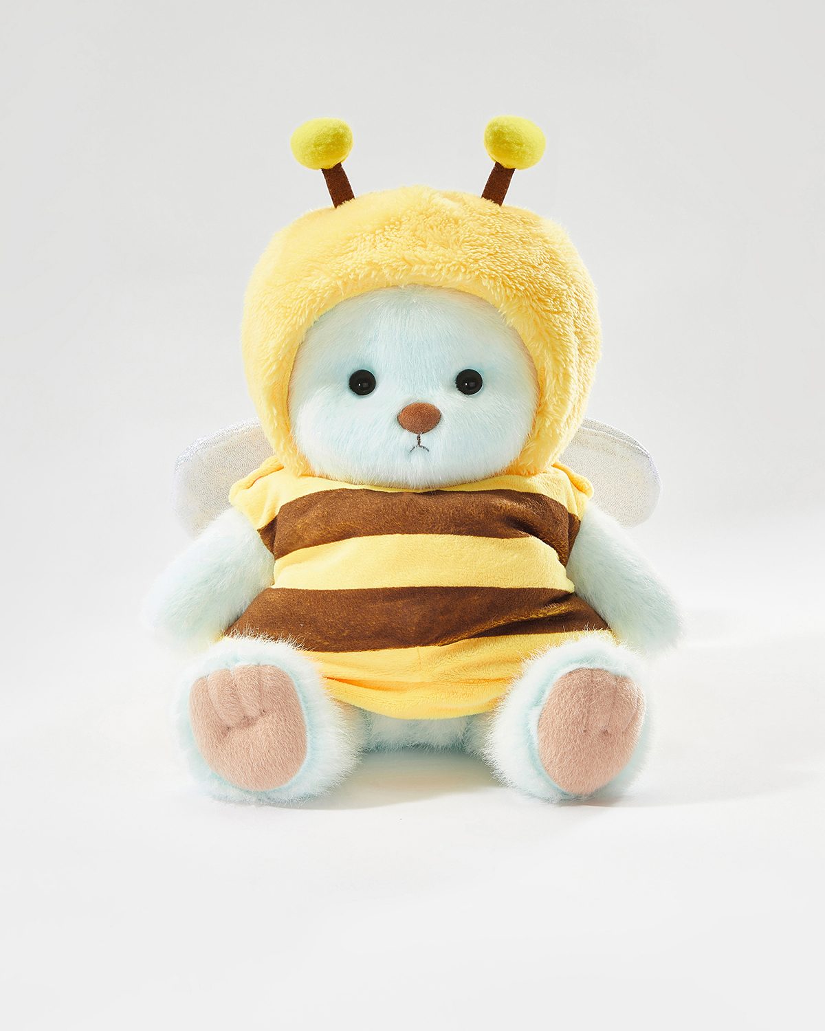 Mint Blue Long Hair Bear & Honey Bee Set - 12 Inches