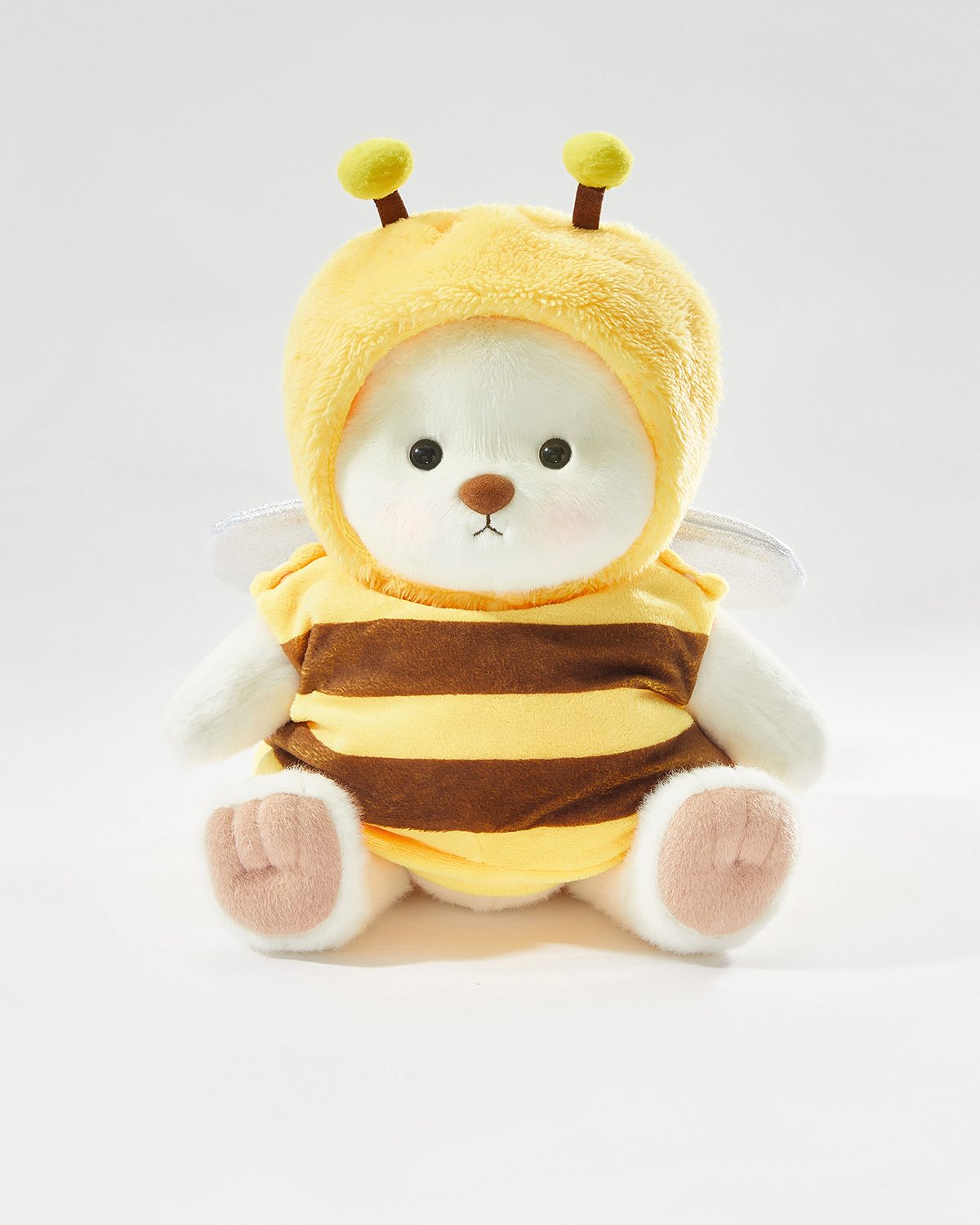 White Short Hair Bear & Honey Bee Set - 12 Inches