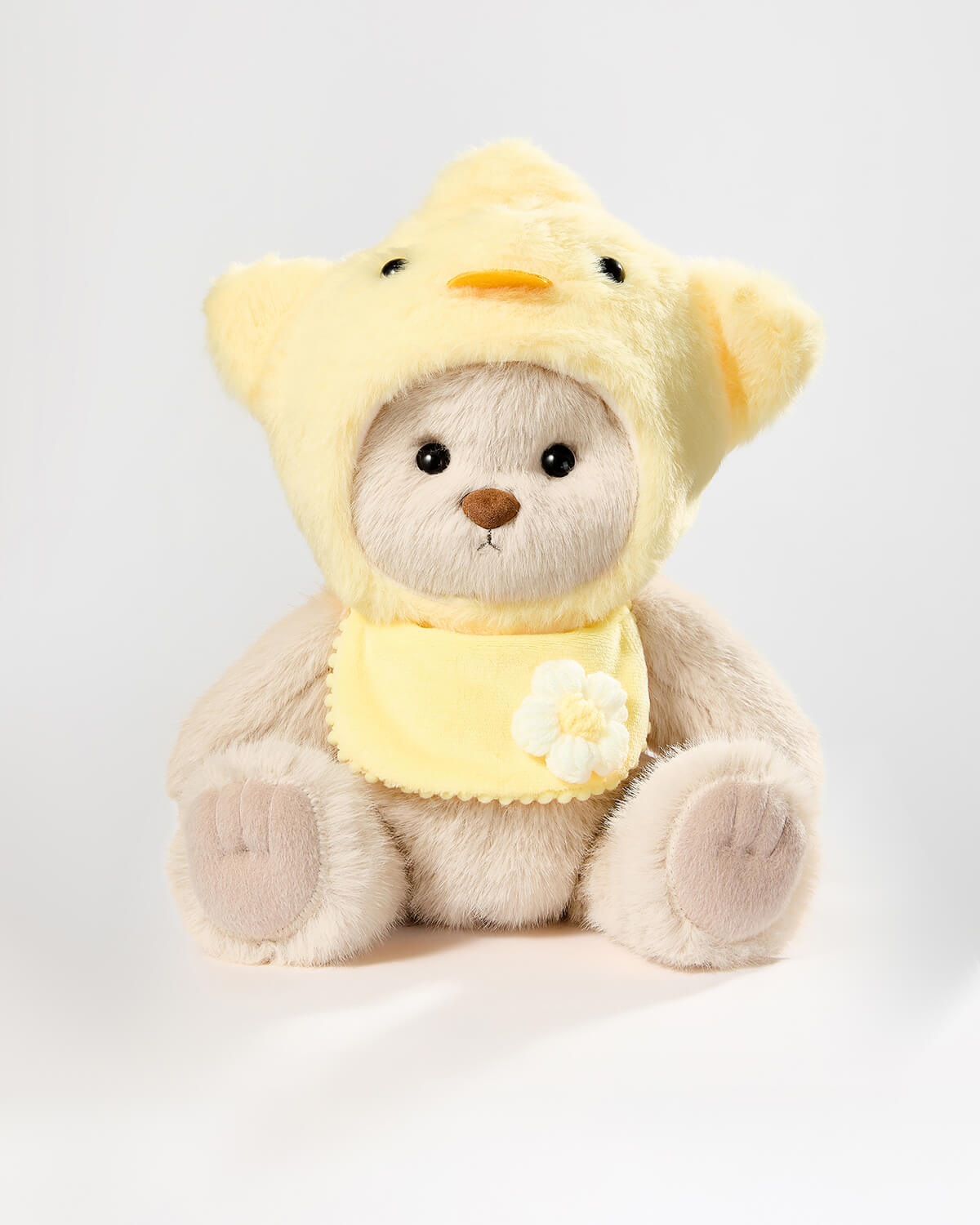 Milk Tea Long Hair Bear & Yellow Duckling Set - 12 Inches