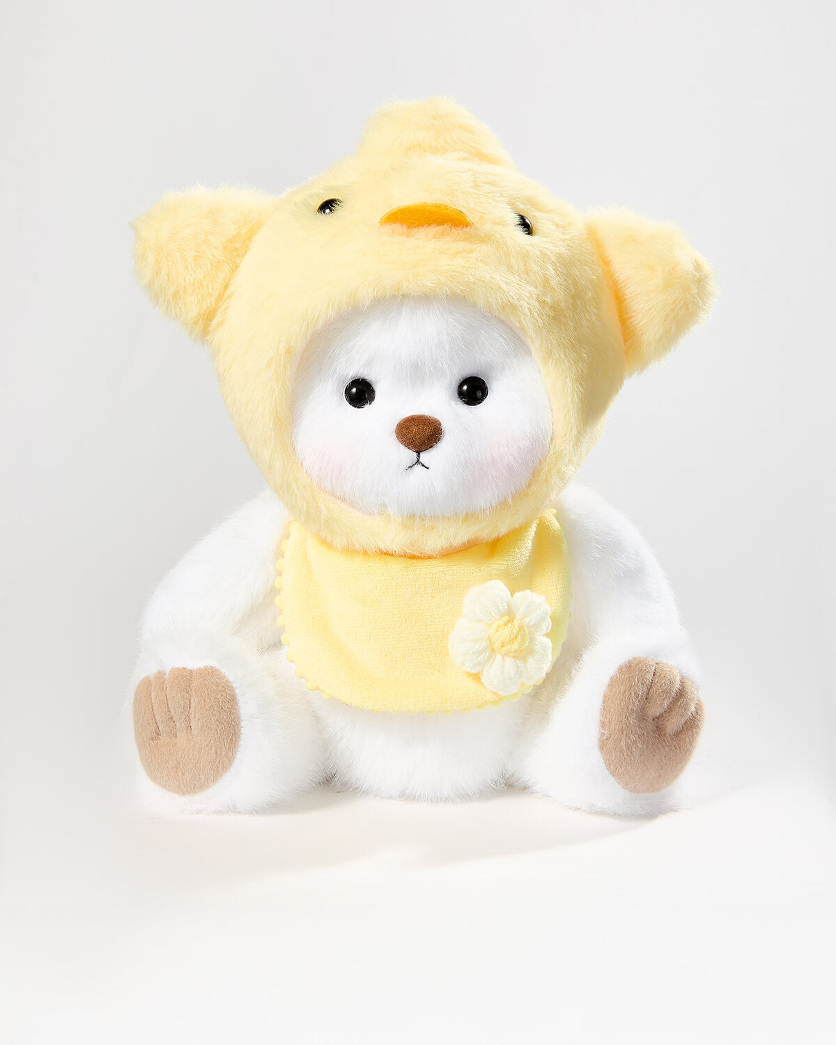White Long Hair Bear & Yellow Duckling Set - 12 Inches