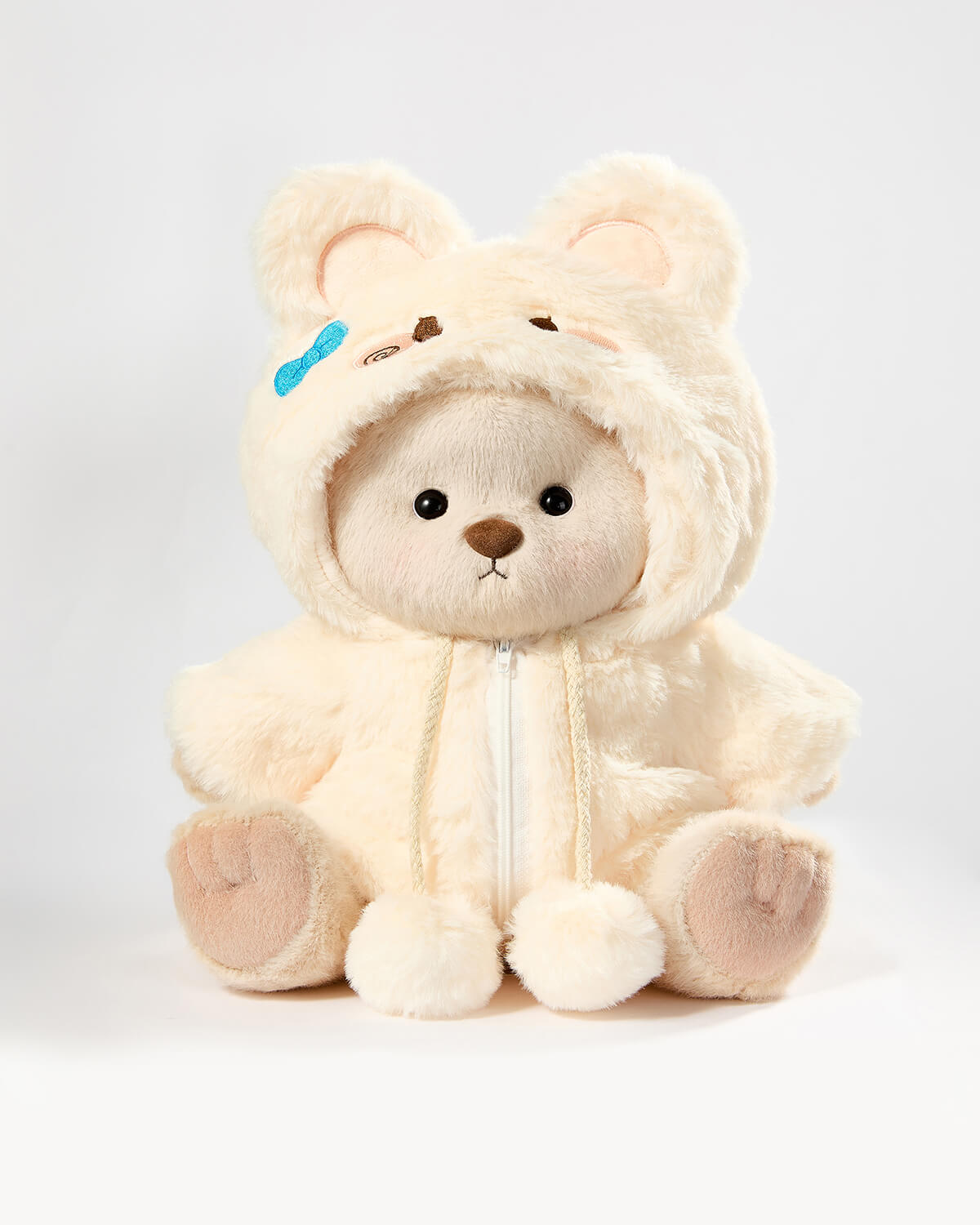 Milk Tea Short Hair Bear & Yellow Plush Rabbit Jumpsuit - 12 Inches