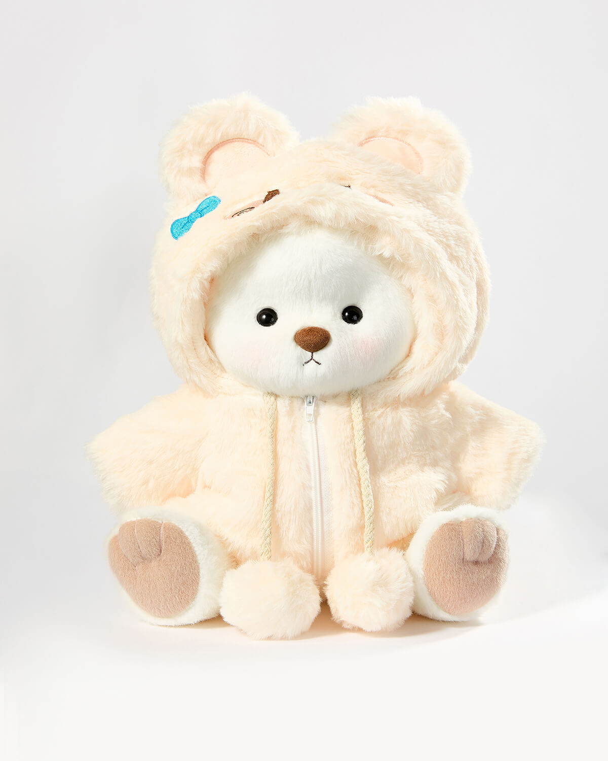 White Short Hair Bear & Yellow Plush Rabbit Jumpsuit - 12 Inches