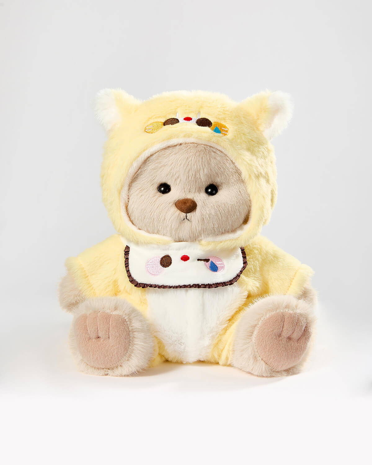 Milk Tea Long Hair Bear & Yellow Puppy Jumpsuit - 12 Inches