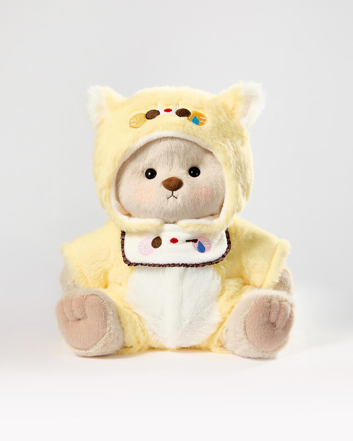 Milk Tea Short Hair Bear & Yellow Puppy Jumpsuit - 12 Inches