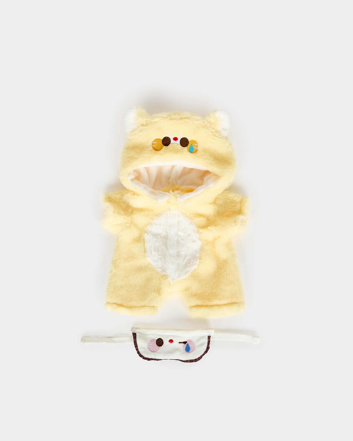 White Short Hair Bear & Yellow Puppy Jumpsuit - 12 Inches