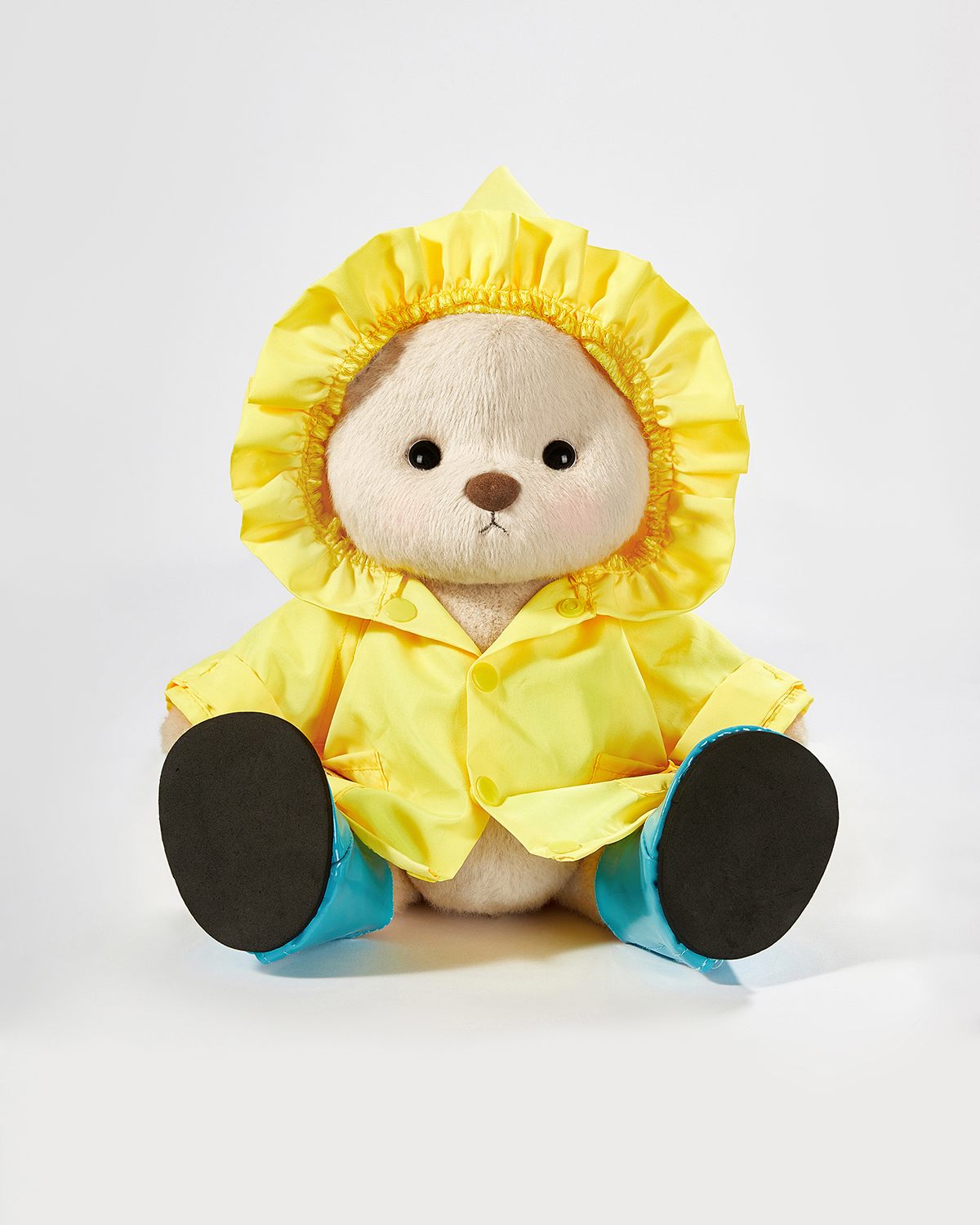 Milk Tea Short Hair Bear & Yellow Raincoat Set - 12 Inches