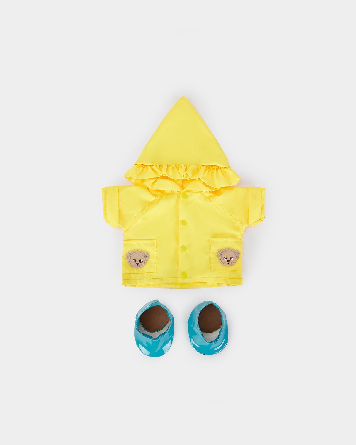 Milk Tea Short Hair Bear & Yellow Raincoat Set - 12 Inches