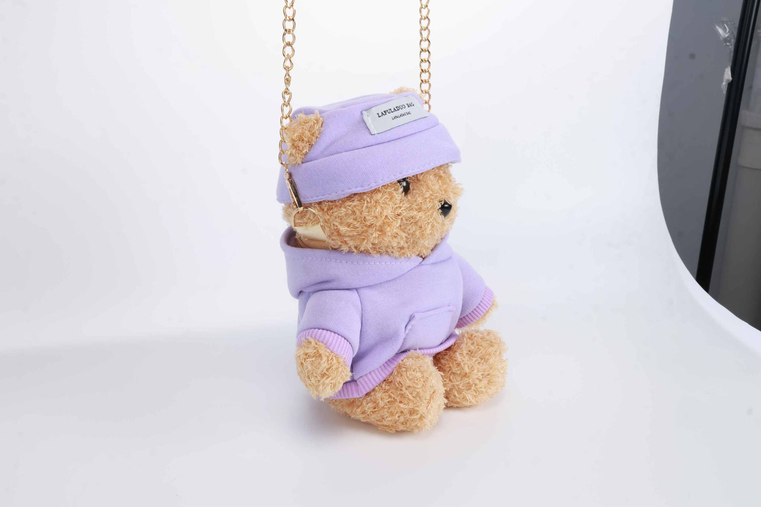 Purple Cool Bear Fluffy Fur Shoulder Bag – Chain Strap Purse