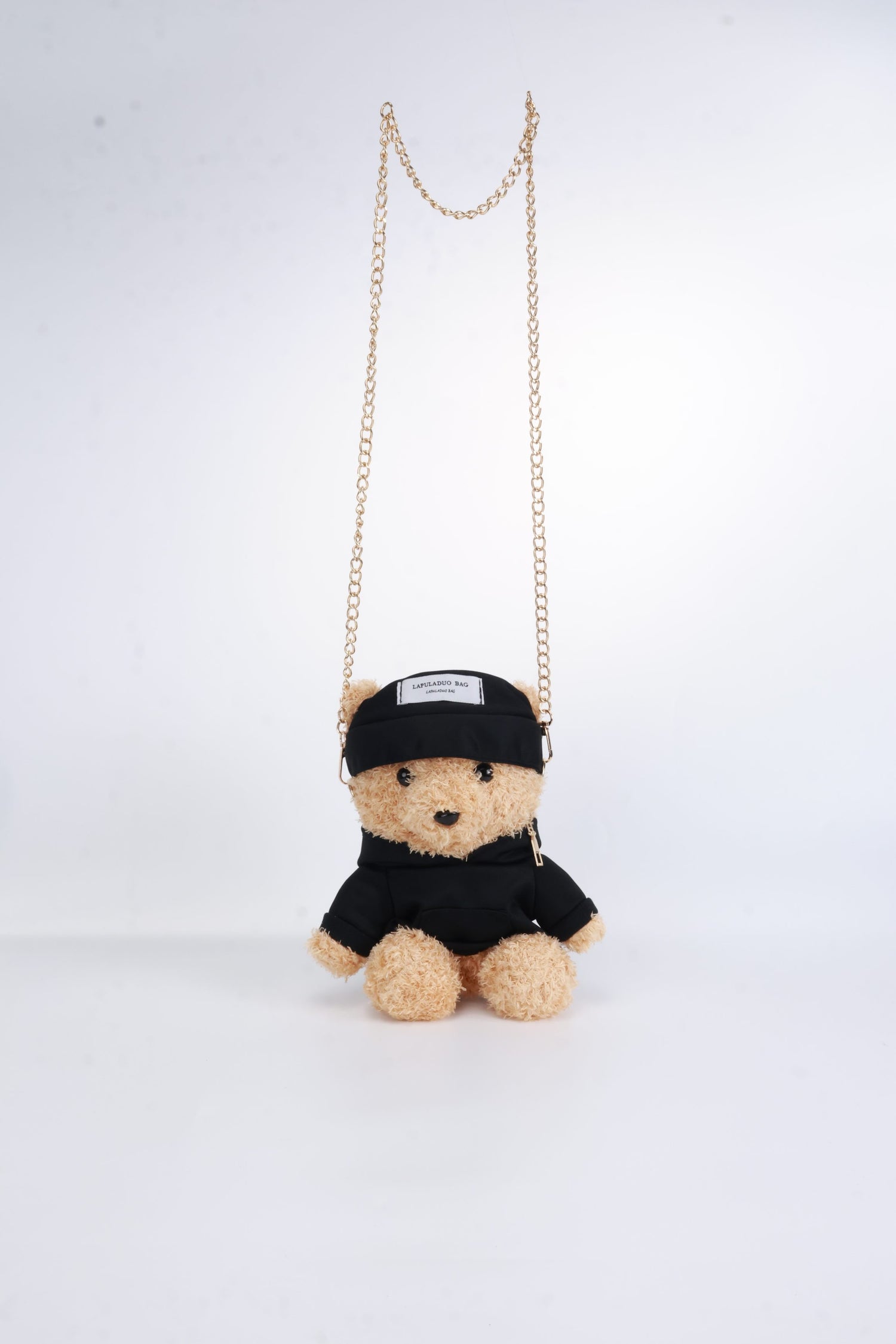 Black Cool Bear Fluffy Fur Shoulder Bag – Chain Strap Purse