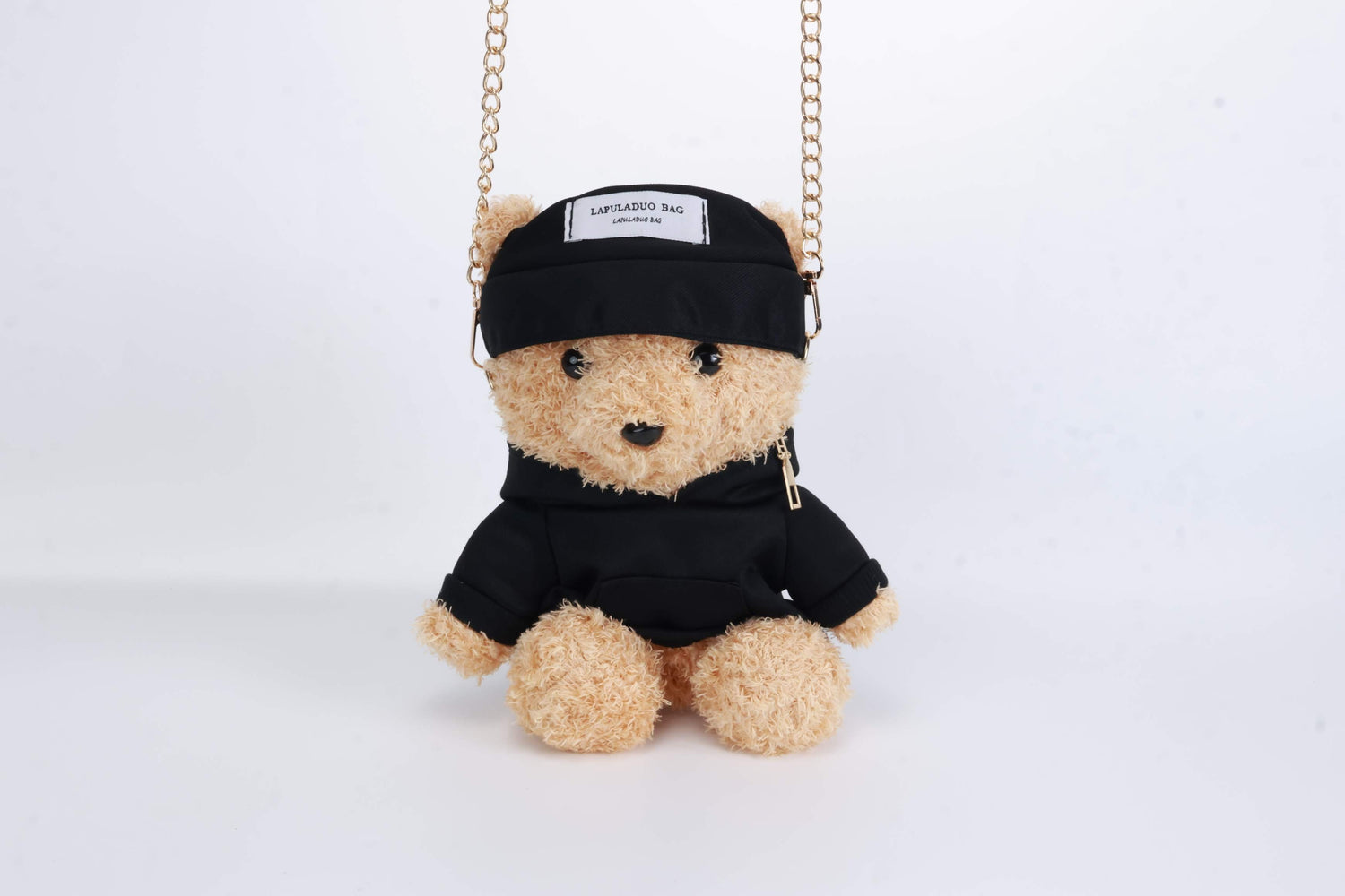 Black Cool Bear Fluffy Fur Shoulder Bag – Chain Strap Purse