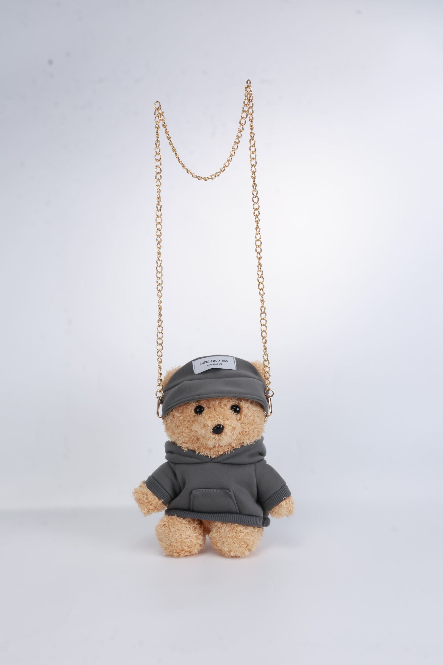 Grey Cool Bear Fluffy Fur Shoulder Bag – Chain Strap Purse