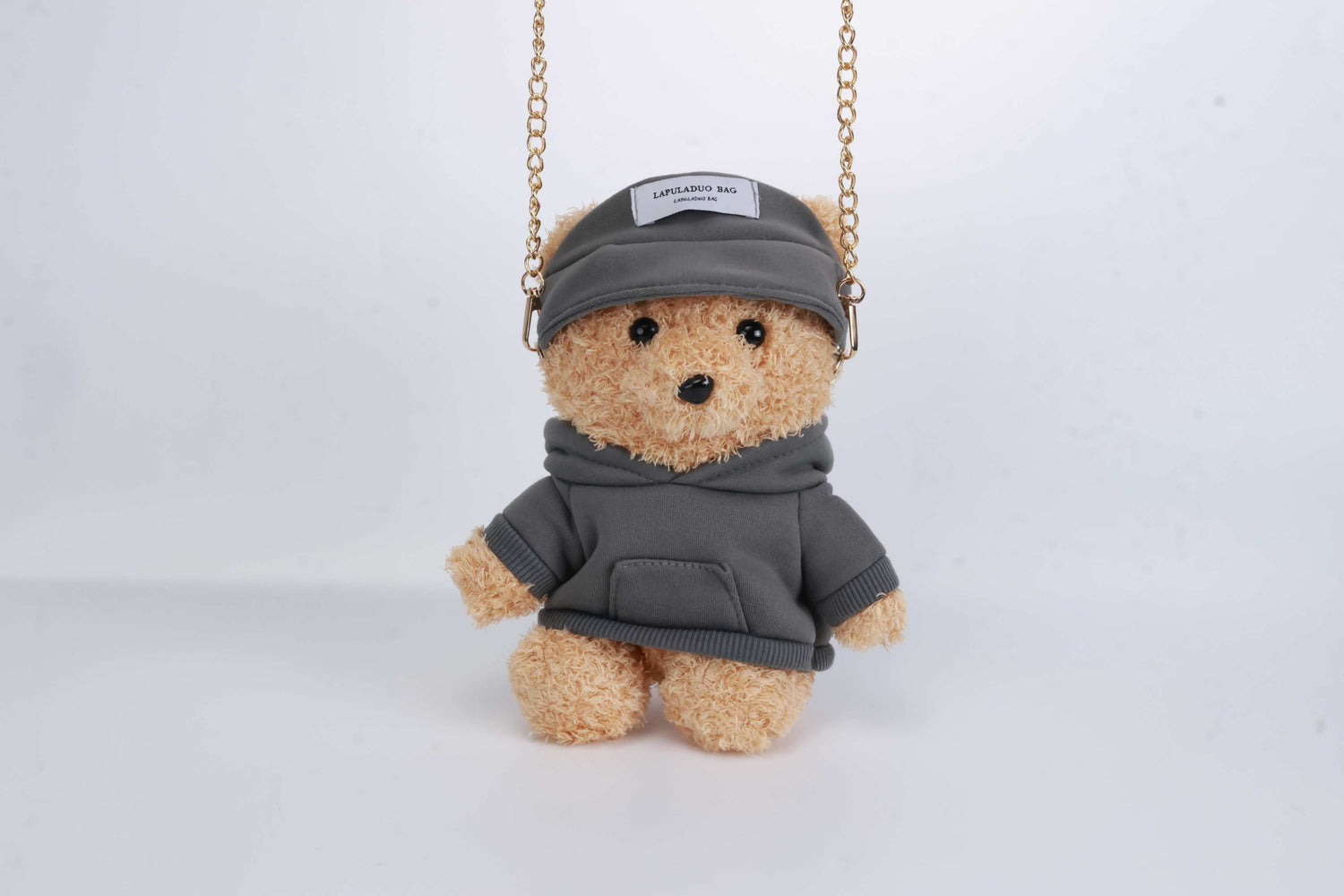 Grey Cool Bear Fluffy Fur Shoulder Bag – Chain Strap Purse
