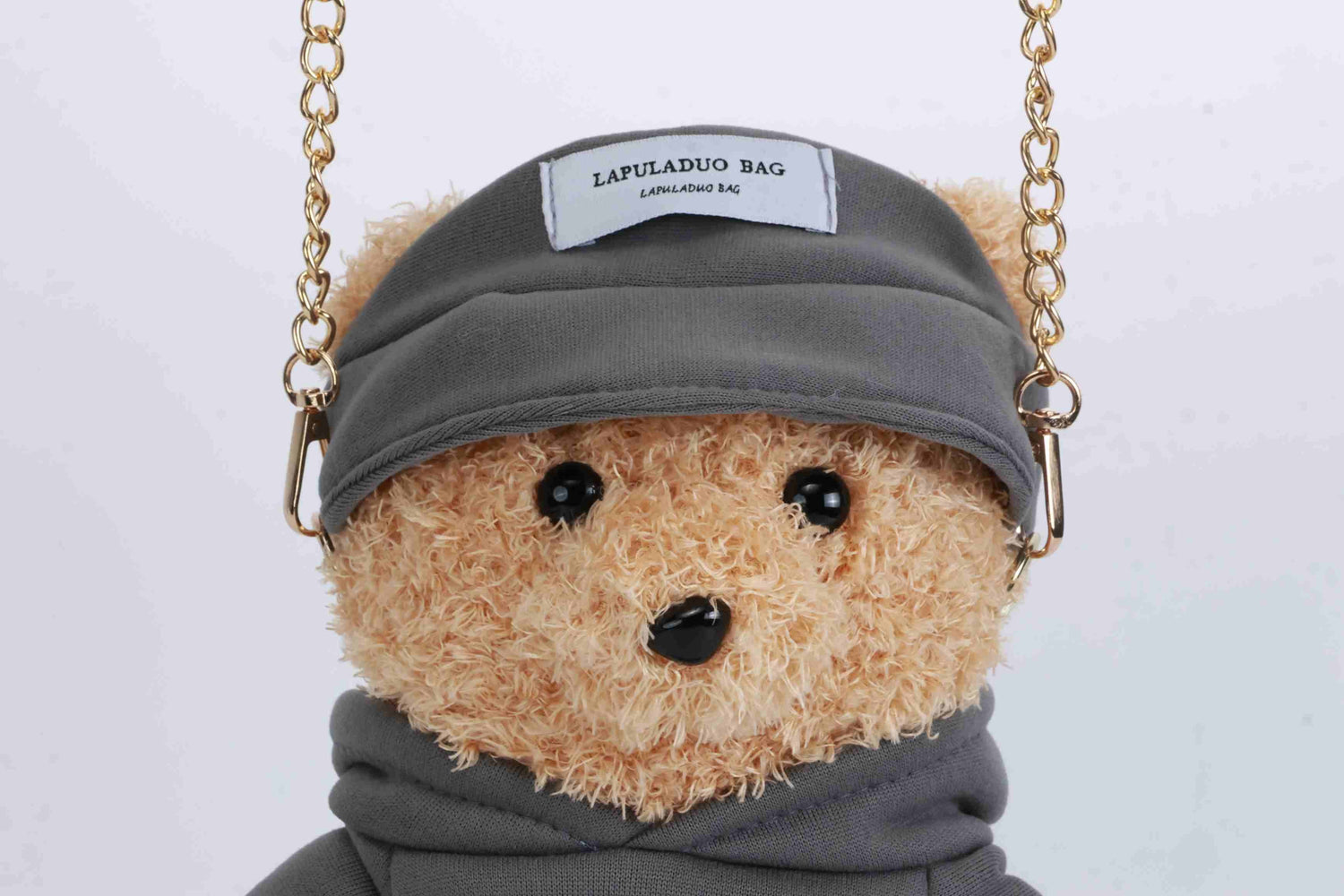 Grey Cool Bear Fluffy Fur Shoulder Bag – Chain Strap Purse