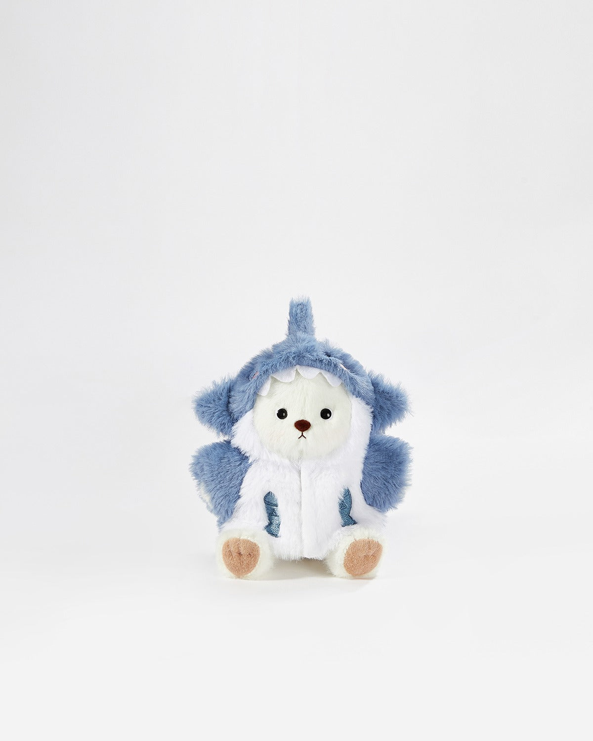 White Short Hair Bear & Blue Shark Set - 6 Inches
