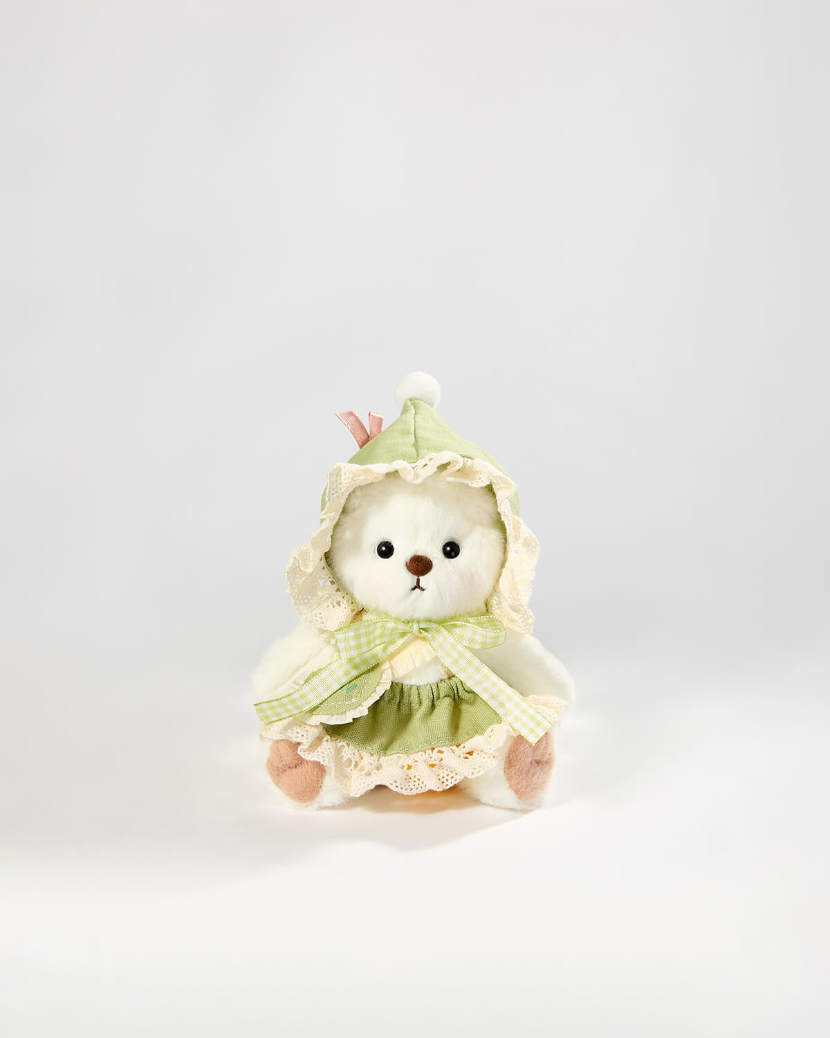 White Short Hair Bear & Light Green Elf Set - 6 Inches