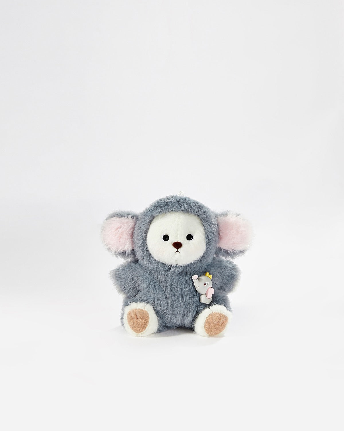 White Short Hair Bear & Navy Elephant Jumpsuit - 6 Inches