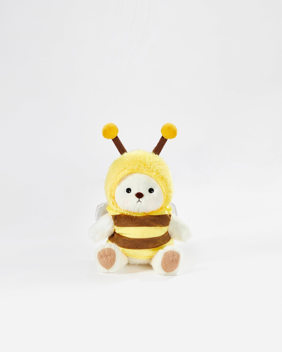 White Short Hair Bear & Honey Bee Set - 6 Inches