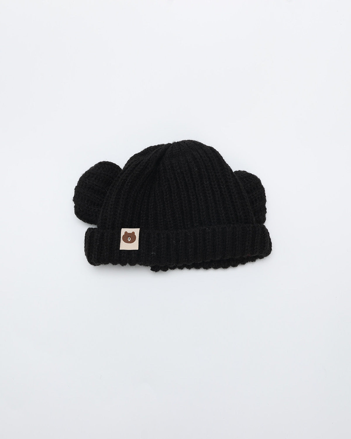 Black Knit Hat with Ears - 12 Inches