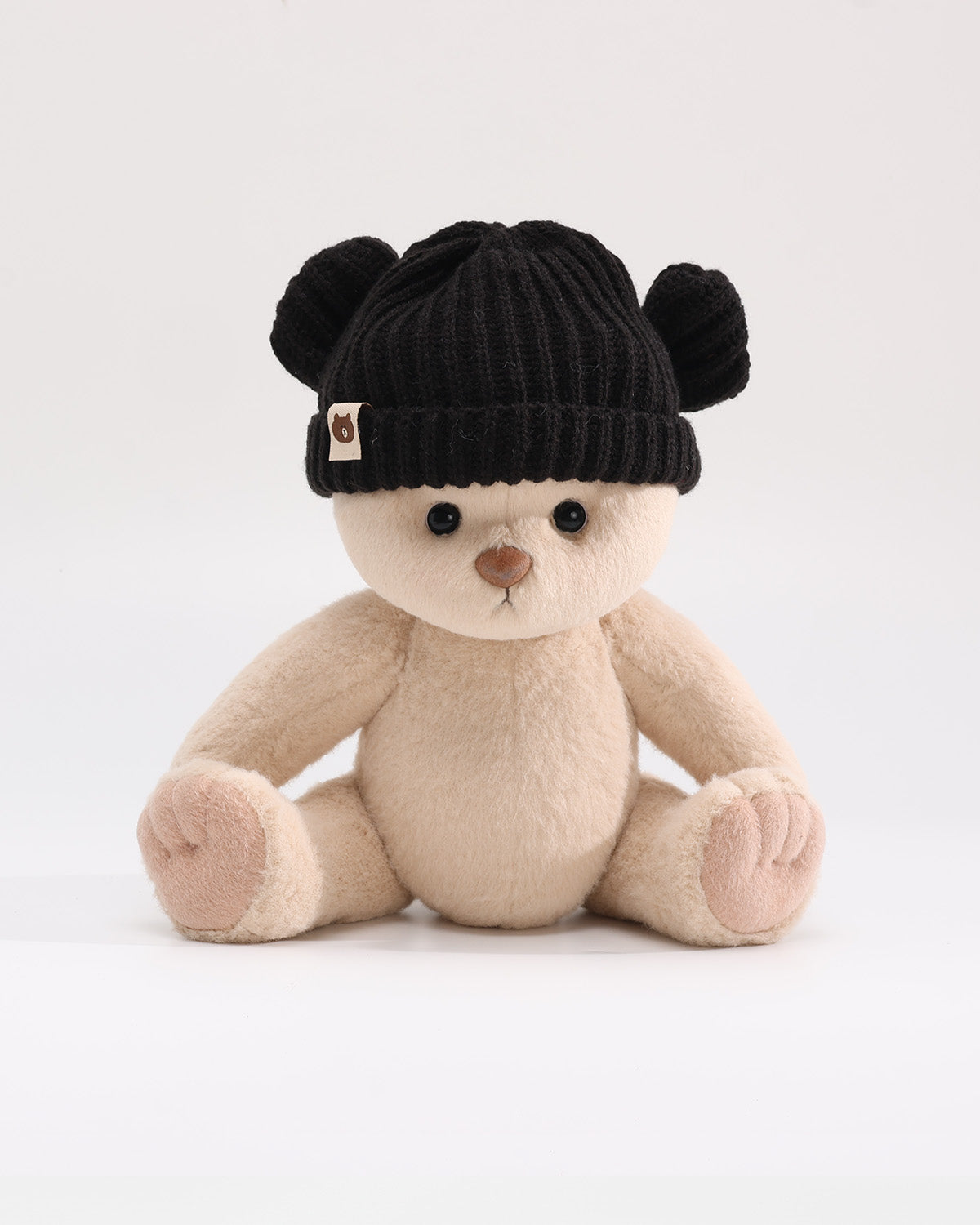 Black Knit Hat with Ears - 12 Inches