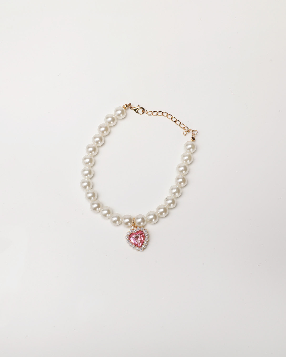 Pink Heart Pearl Necklace - 12 Inches