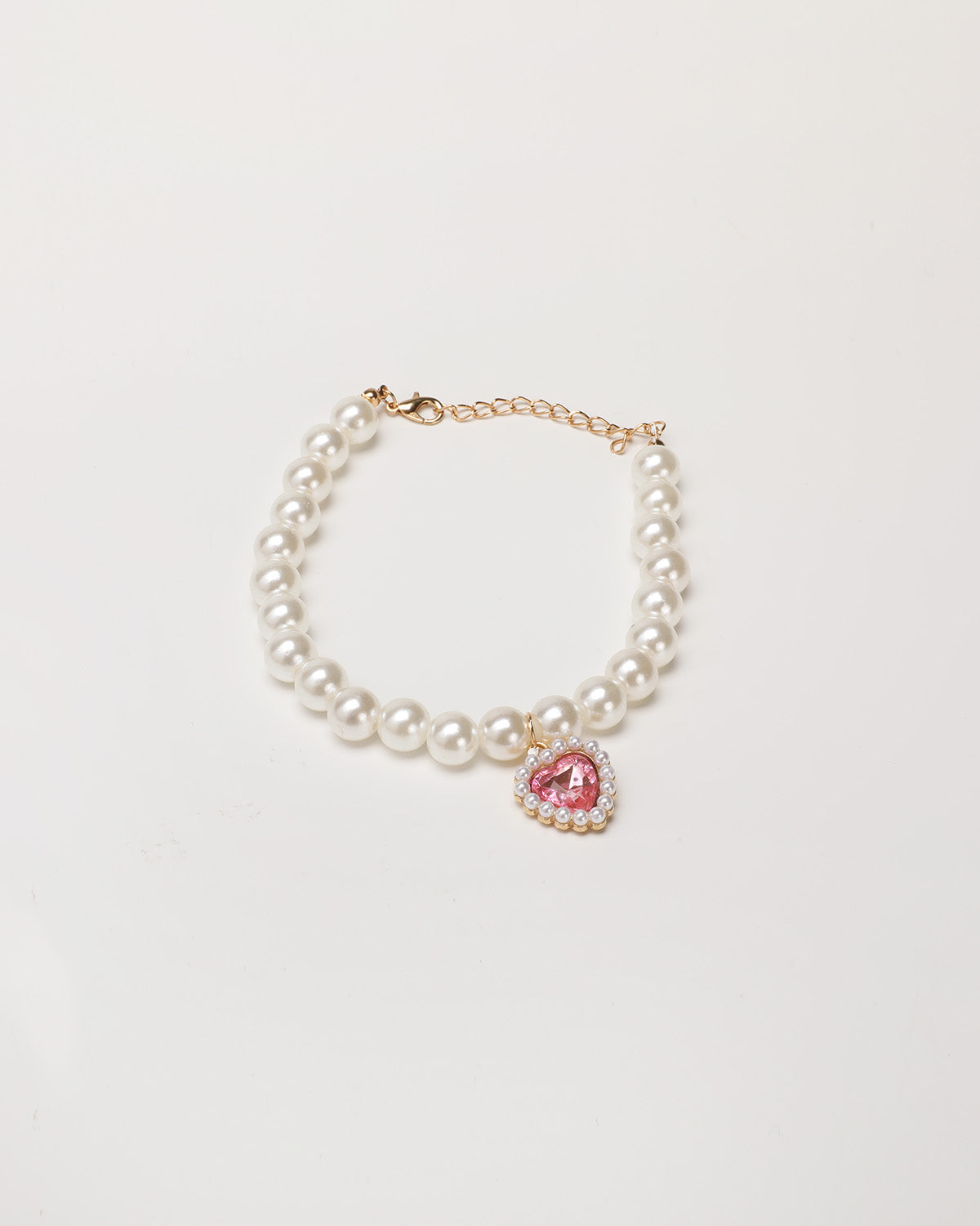 Pink Heart Pearl Necklace - 12 Inches