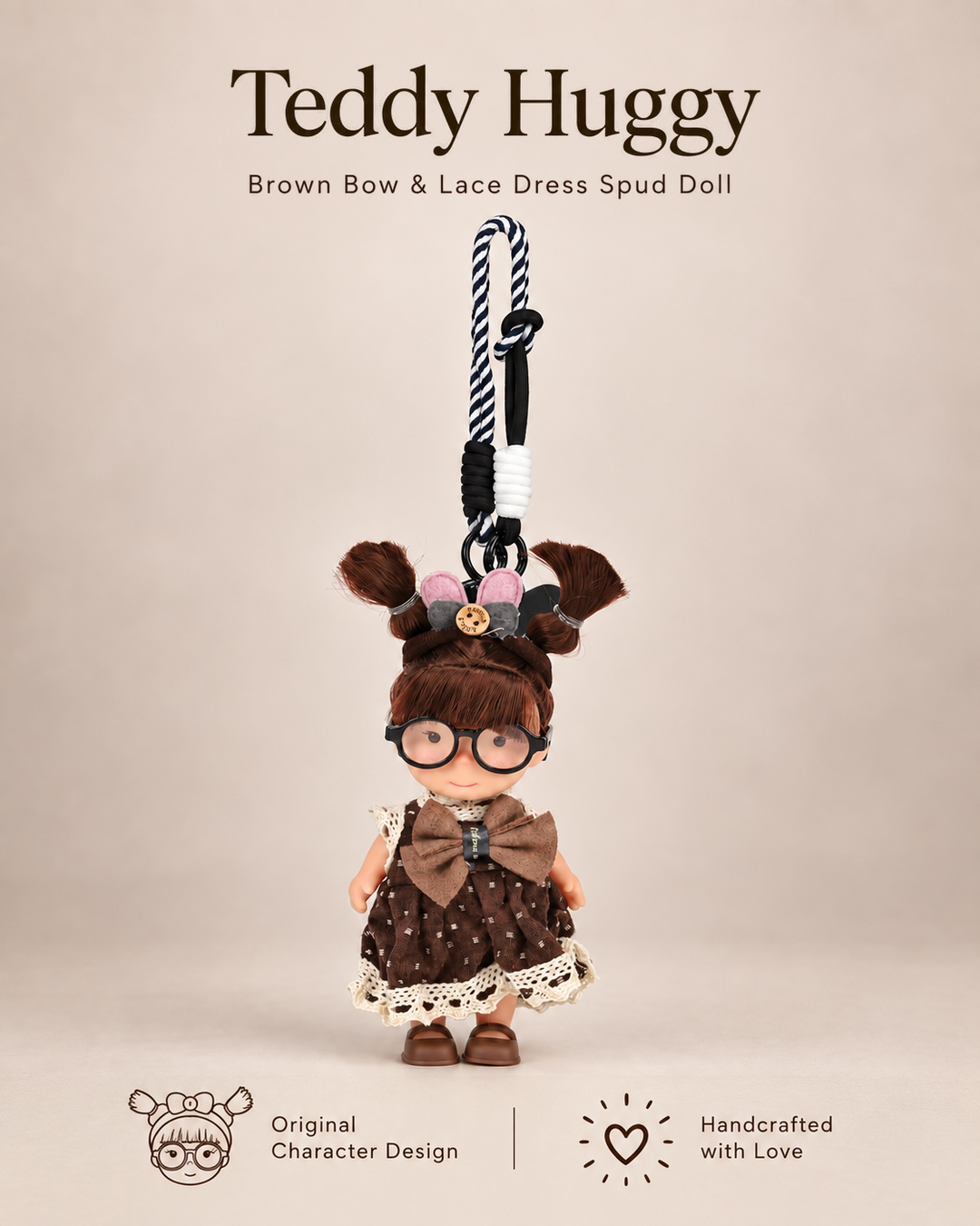 TeddyHuggy® Brown Dress Bow Spud Doll Charm