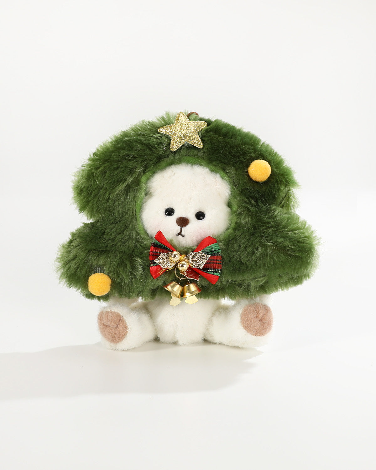 White Short Hair Bear & Christmas Tree Headgear - 6 Inches