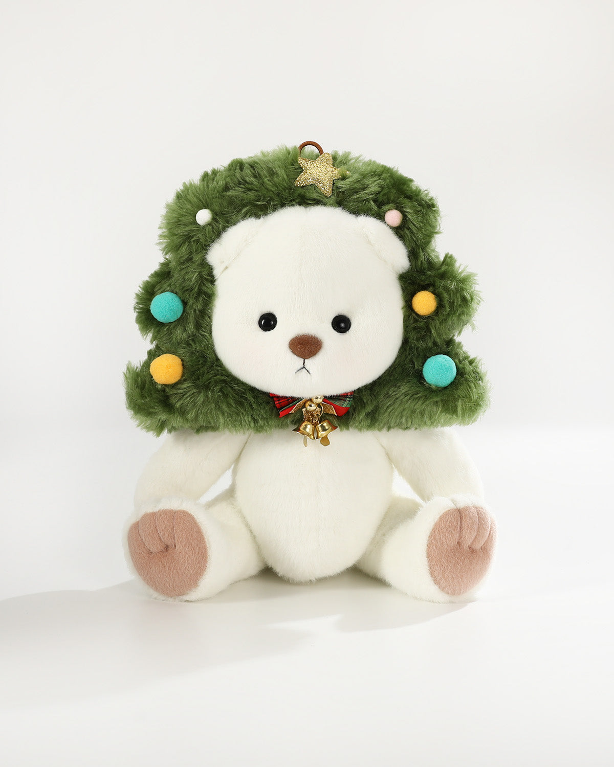 White Short Hair Bear & Christmas Tree Headgear - 12 Inches