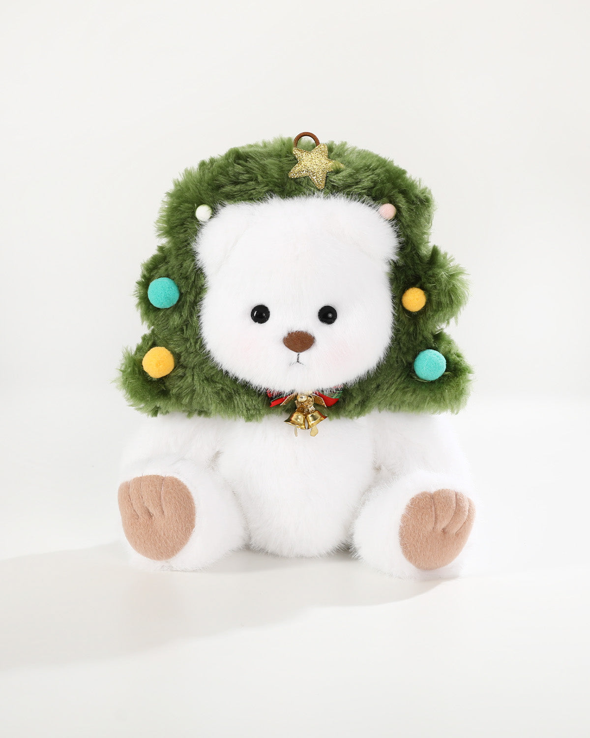 White Long Hair Bear & Christmas Tree Headgear - 12 Inches