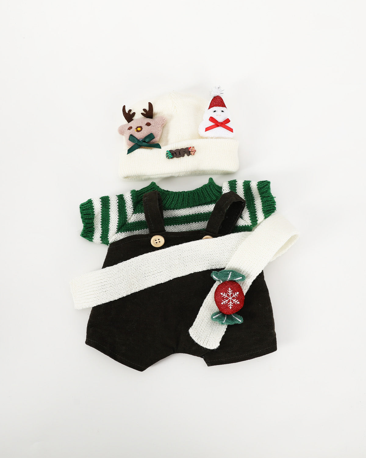 Christmas Green Striped Sweater Set - 12 Inch