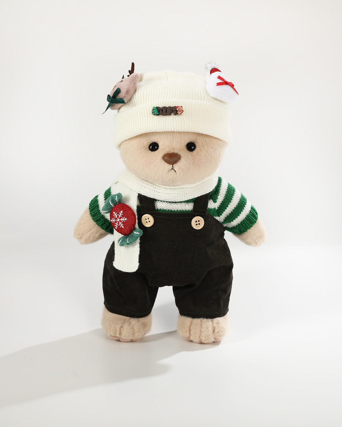 Teddy Bear & Christmas Green Striped Sweater Set - 12 Inch