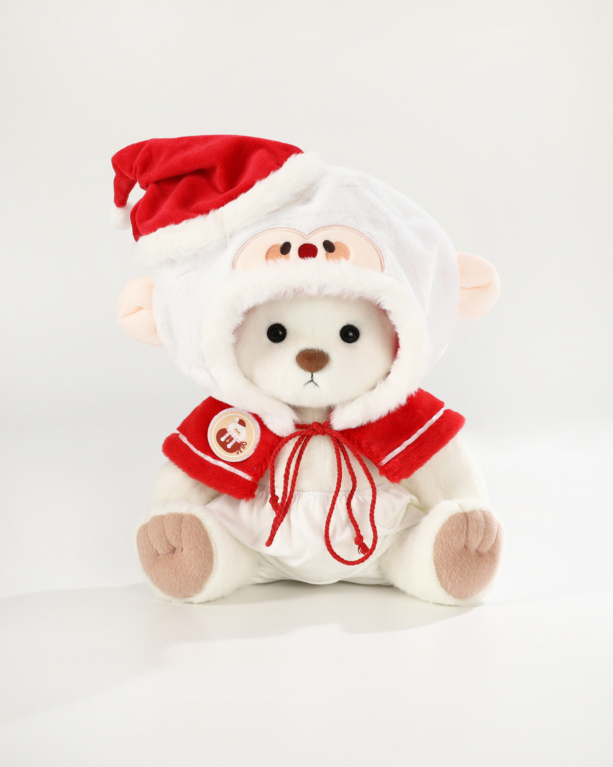 White Short Hair Bear & Christmas Santa Claus Cape - 12 Inches