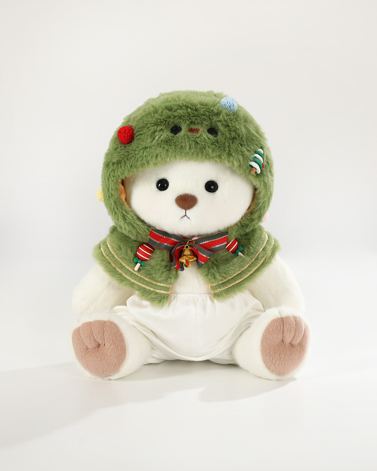 White Short Hair Bear& Christmas Tree Cape - 12 Inches
