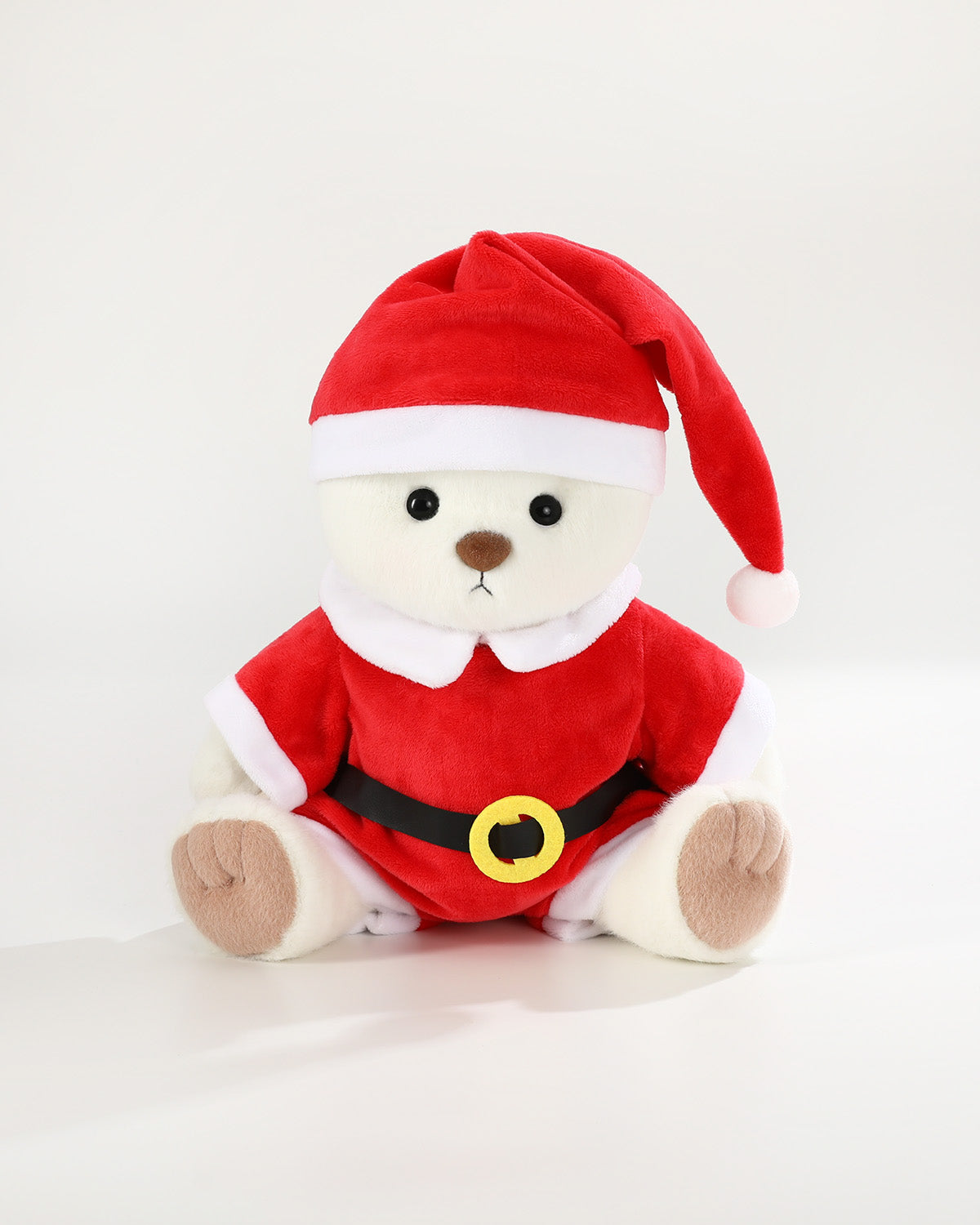White Short Hair Bear & Christmas Santa Claus Jumpsuit - 12 Inches